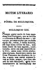Capa do livro Motim literario em fórma de soliloquios