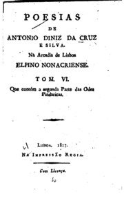 Capa do livro Poesias de Antonio Diniz da Cruz e Silva