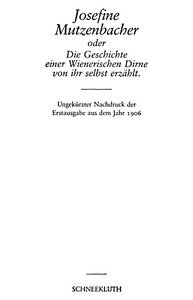Capa do livro Josefine Mutzenbacher: oder Die Geschichte einer Wienerischen Dirne von ihr selbst erzählt